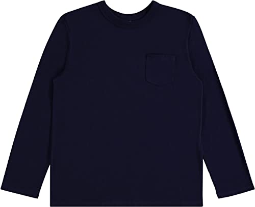 BCOOL 4 Pack Long Sleeve Shirts for Boys, Kids Cotton Blend Plain Printed Tshirts, Full Sleeved Crewneck Tees3