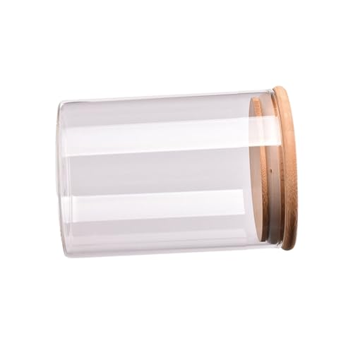 HIAKDOFT Bote de Vidrio Transparente Hermético con Tapa de Bambú Sellada con Silicona Tarro de Almacenamiento para Azúcar y Especias para Cocina y Despensa