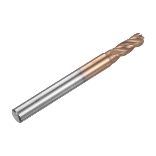 Image of HARFINGTON Ball Nose End Mill 4 Flute 7 /32 inch Diameter 1 /4 inch Shank Tungsten Carbide TiAlN Coated Spiral CNC Router Bits 5 /8 inch Cutting Length Single End Ball Cutting Tool for Carving Engraving