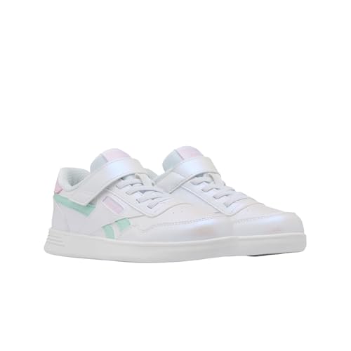 Reebok Court Advance Elastic Lace & Top Strap, Zapatillas, FTWRWHITE/GLITCHAQUA/FROSTEDBERRY, 32 EU