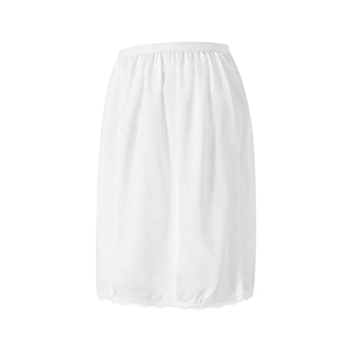 Women Lace Trim Half Slip Solid Elastic High Waist Bottomed Skirt Non Cling Knee Length Underskirt For Under Dress2