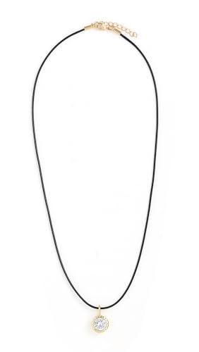 Alexa Leigh Women's Round Bezel Leather Necklace, Yellow Gold, One Size