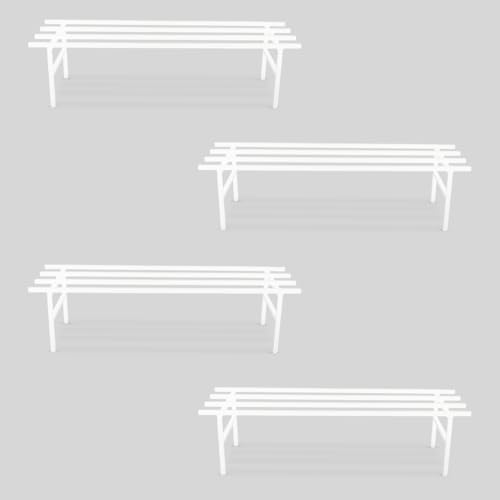 Image of BonKaso Heavy Duty Rectangle Plant Stand: 76x24x18 cm, White - Set of 4, Modern Design for Indoor & Outdoor Use, Sturdy, Anti-Rust Planter Stand for Garden, Balcony, Patio