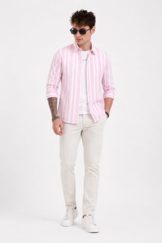Image of Youth First Men's Cotton Blend Casual Shirt | Regular Fit Solid Full Sleeve Button Down Collared Shirts | Comfortable Formal Office Business Casual for Men