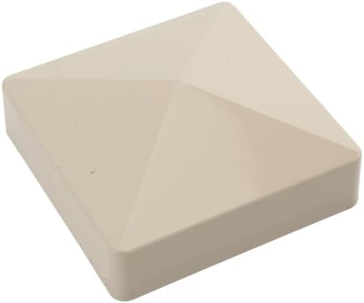 The Fence Shop- Tan/Almond PVC Vinyl 4 inch x 4 inch External Pyramid Post Cap (12-Pack)