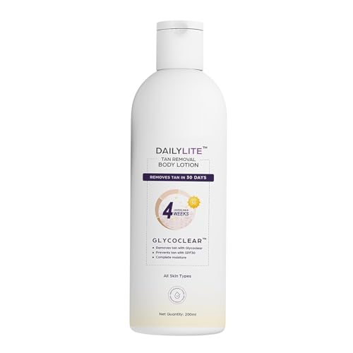 DailyLit.e Tan Removal Body Lotion For Women | Detan | Non-sticky| Matte Finish| Removes & Prevents Tan | SPF 30 | Glycoclear Technology | Lightens & Hydrates | Results in 4 weeks