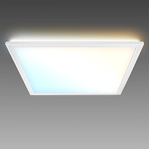 B.K.Licht Plafonnier LED 16 watts avec télécommande I Intensité lumineuse réglable I Fonction CCT 3000 K - 6500K I Lumière indirecte I 295x295x60mm