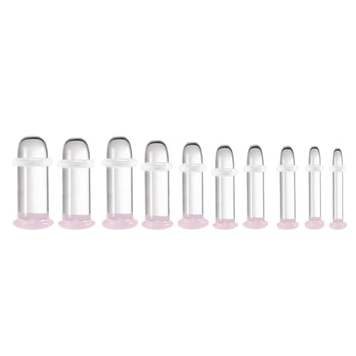 Casvort 10 PCS Unique 0.5mm Increments 14G-2g Comfy Pain-free Single Flare Pink Glass Dead Stretching Plugs Hypoallergenic Body Piercing Tapers Pierced Ear Lobe Stretching Kits.
