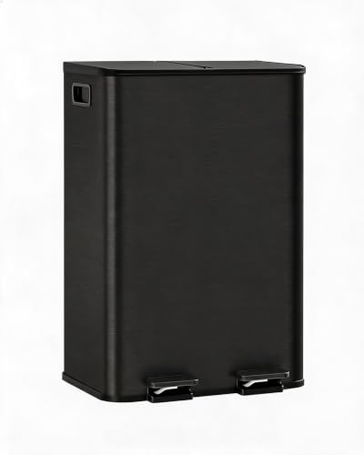 EuKer Poubelle à Pédale 80L (2x40L) Acier Inox, Argent