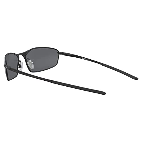 Oakley Mens OO4141 Whisker Oval Sunglasses, Satin Black/Prizm Black Polarized, 60 mm