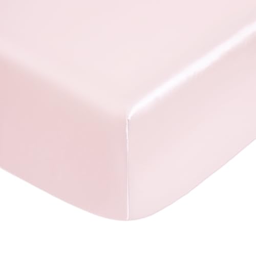 Counfeisly Silk Satin Fitted Crib Sheet Soft and Silky Fitted Crib Mattress Sheet (52x28x8) for Standard Crib and Toddler Mattresses Blush Pink