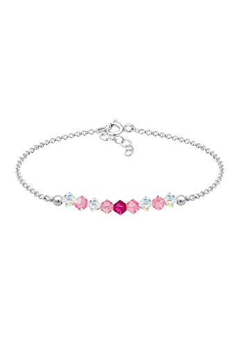 Pulseras para niños con cuentas de color rosa suave y detalles brillantes