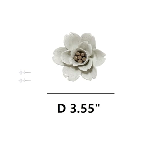 Image of Ceramic Flower Wall Art Decor, Artificial Flower Wall Sculpture,Handmade Ceramic Flowers for Home,Hallway,Living Room, Kitchen,Bathroom (Spotted Color,Snow Lotus, 3.55 inch)