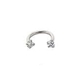 Cykdohy Piercing de nariz de herradura de corazón con diamantes de imitación para mujeres y hombres, doble circonita cúbica de cristal, cartílago, hélice, tragus, media forma de U, aro de acero