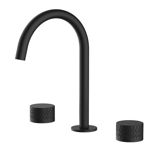 Robinet de lavabo 3 trous noir de salle de bain mitigeur laiton eau chaude froide G1/2