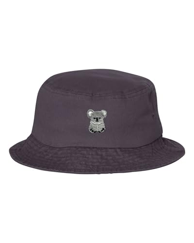 One Size Charcoal Bucket Koala Bear Embroidered Cap Dad Hat