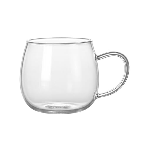 ZKALQECNF Leche Taza de café vidrio transparente con asa, 380 ml (13.5 oz) borosilicato, ideal for agua, leche, o jugo Bebidas