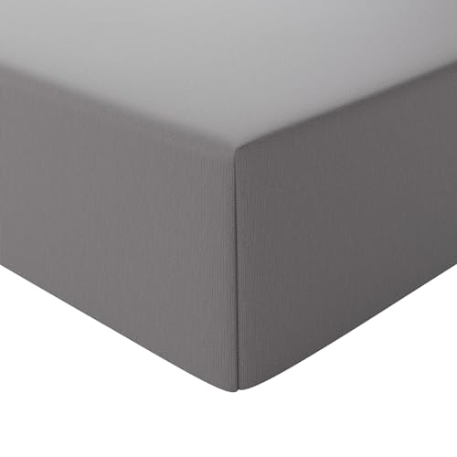 Amazon Basics Jersey Spannbettlaken, 100% Baumwolle, Spannbetttuch - Matratzenhöhe bis 30 cm, 180 x 200 cm, Dunkelgrau 4