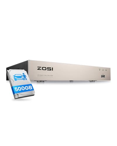 ZOSI 8CH 1080P Home Security DVR with 500GB Hard Drive, AI Human/Vehicle Detection, Remote Access, H.265+ Hybrid 4-in-1 Wired Surveillance DVR for HD-TVI, CVI, CVBS, AHD 960H/720P/1080P CCTV Cameras