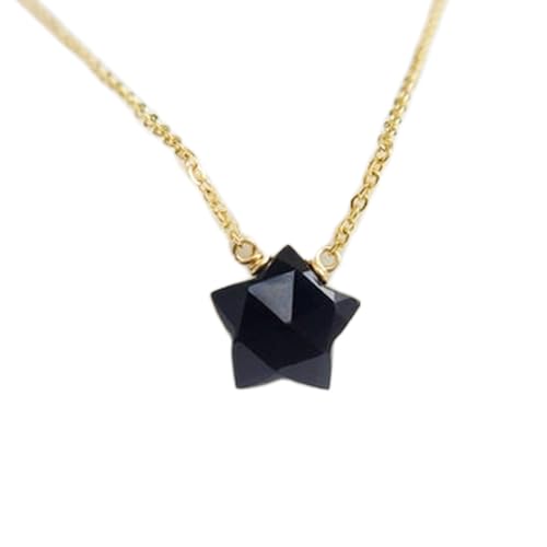 Pendentif étoile en onyx noir et collier en argent 925 de 45 cm pour homme et femme