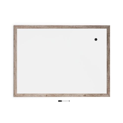 U Brands Decor Magnetic Dry Erase Board White Board, 36' x 48' Inches, Rustic Wood Frame
