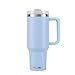 FLASC 40 oz Tumbler With Handle and Straw | 100% Leakproof Insulated Tumbler With Lid and Straw | Includes ALL Accessories: Stainless Steel Straw, Silicon Boot, Straw Cover & Cleaner (Sky Blue)