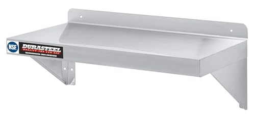 DuraSteel Stainless Steel Shelf - 24 Inch Wide x 12 Deep Commercial NSF Mounted Metal Wall Shelf Pantry Organizer Garage Storage Shelves - Rack Shelving Restaurant Kitchen Units Laundry Utility Room