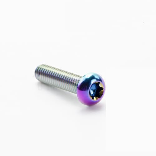 Zkensh-Bolts チタンボルト M6x10/15/20/25/30/35mm 半丸型六角レンチヘッドネジ オートバイ・自動車・航空模型改造用 10個 広く使用されています(Rainbow,M6X20mm)