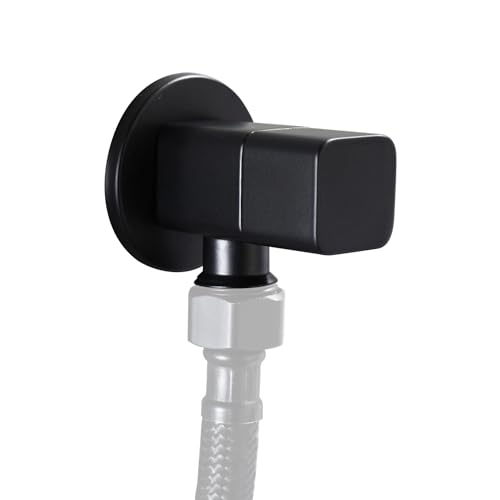 Square Angle Stop Valve, G1/2" Brass Matte Black Shut Off Valve Mixer Water Stop Valve for Bathroom Toilet Washbasin