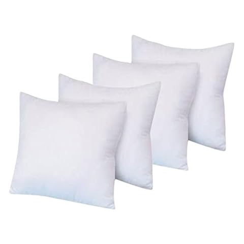 Cushion Inner Pads (Pack of 4) 50 x 50 cm (20" x 20") - Square Cushion Pads Insert Inner Fillers Anti-Allergy, Cushion Stuffer, Hollowfibre Pillows (White) Cover