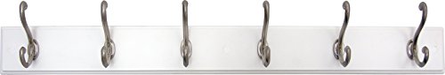 Headbourne 93785E Rail 6 Chrome Hooks, White Board Coat Rack, 26" Hookrail