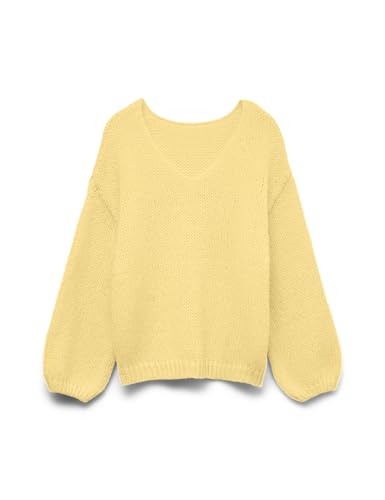Vero Moda 2way V-Neck Pullover Vmmaybe Ls Pull à col en V 2 Voies Noos, Jaune pâle, L Femme