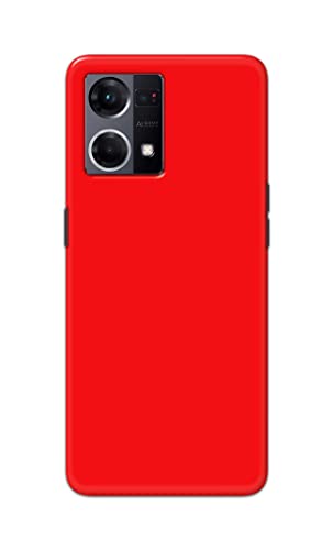 Image of Printed Hard Back Cover Case for Oppo Reno7 4G | Oppo Reno 7 4G Back Cover (Plain Red) -1803