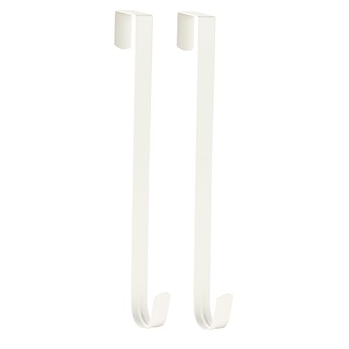 Image of Slim Over The Door Wreath Hanger for Front Door, 15 inch White 2 Pack | Damage-free wreath holder, Easy to Use and Reusable Door Hook for Christmas, Thanksgiving, Halloween and Daily Decor