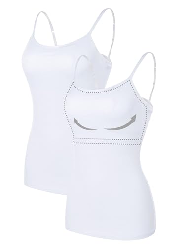 ATTRACO Women's Cotton Camisole Shelf Bra Spaghetti Straps Tank Top