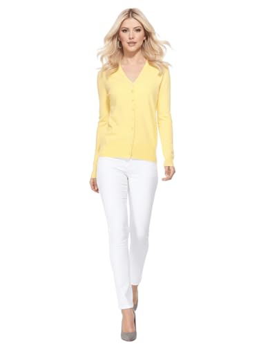 Image of YEMAK Women's Knit Cardigan Sweater - Long Sleeve V-Neck Basic Classic Casual Button Down Knitted Soft Lightweight Top