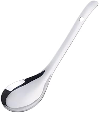 Spoon Table Spoons Rice Spoon Long Handle Soup Porridge Rice Scoop Spoon Dinnerware Kitchen Tools Tableware Home Flatware for Home, Kitchen Or Restaurant (Silver Rice Scoop)