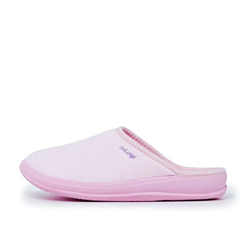 Women Stylish Wide Medical Slippers - Memory Foam Padded Easily Adjustable Sole Indoor Outdoor Italian Cotton Slippers - Relieves Pressure Improves Peripheral Blood Circulation - 7 F, Pink3