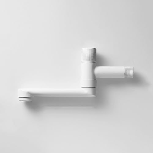 XSDSM Grifo Cocina Pared con Rotación de 180° Grifo de Agua Fría Simple Grifos Fregadero Monomando Cobre G1/2,Blanco Elegante,15 CM