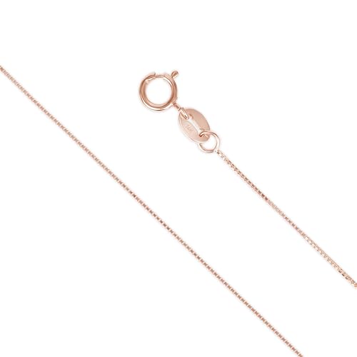 EVAYA 14K �C�G���[�A���[�Y�A�z���C�g�S�[���h�{�b�N�X�`�F�[���l�b�N���X ���f�B�[�X & �����Y (��0.7mm-2mm�A����14~24�C���`) - Cadenas de Oro Puro de 14K, 18 Inches, ���[�Y�S�[���h, ��