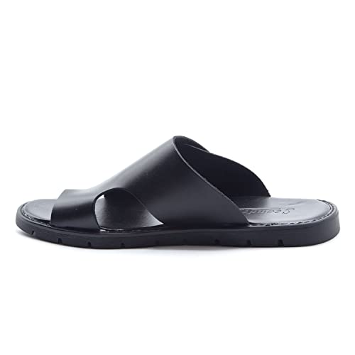 Jazamé Men's 69213 Leather Slip On Peasant Toe Loop Roman Flip Flop Dress Sandals2