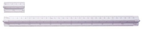 Règle triangulaire Uchida de 30cm en aluminium blanc pour architecte avec vernier 014-0123