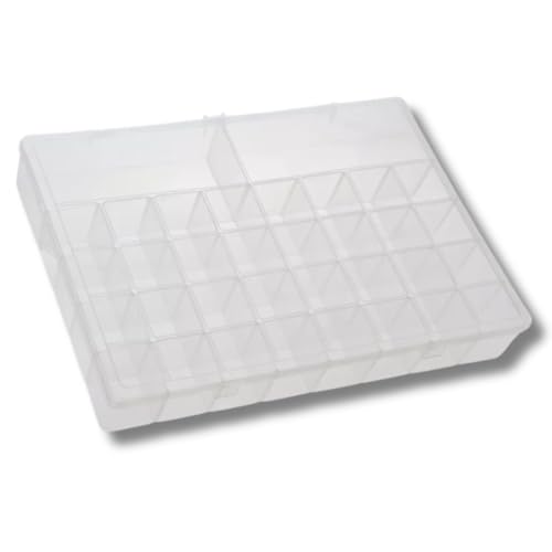 Estojo Organizador grande com 34 Divisórias com Tampa | Caixa organizadora multiuso para Guardar diversos objetos pequenos como, remédios, material de escritório, 34.5cm x 6.5cm x 50cm