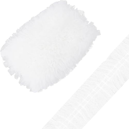 GORGECRAFT 10 Yards 6cm Wide Multilayer Ruffled Lace Trim Fabric Embroidery Pleated Lace Ribbon White Gathered Mesh Edging Trimmings for Wedding Dress Applique Garment Home Decor Gift Wrapping