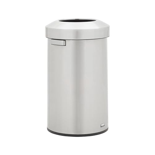 Image of Rubbermaid Commercial Products Refine Decorative Container, 23 Gallon, Round Stainless Steel Trash Can, Indoor for Hotel Lobbies /Conference Rooms /Airports