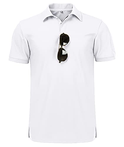 Lldress Mens Polo Shirts Short Sleeve Summer Casual Golf Sports Tennis Tactical Outwear, White M #TOP1