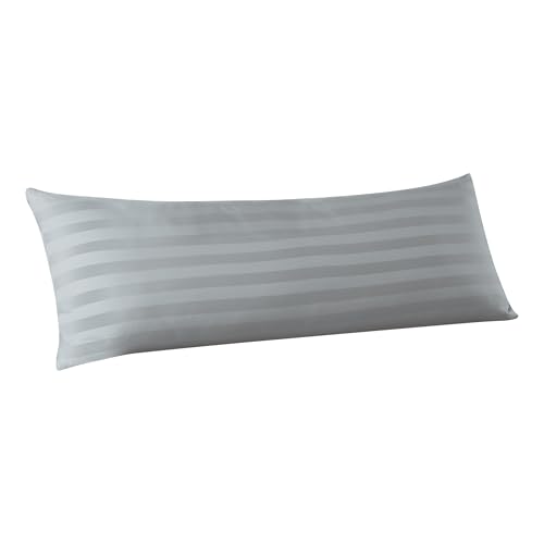 Body Size Pillow Protector, 100% Egyptian Cotton Pillow Case with Zipper 400 Thread Count Sateen Weave Cotton Striped-Gray Pillow Protector for Adults Pillow Covers 20x54 Inches