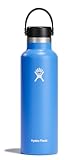 Hydro Flask Water Bottle - Insulated Stainless Steel - Non Spill, Leakproof in 21 Oz Cascade Blue