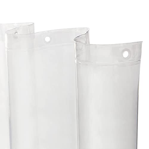 Kenney KN61433 Lightweight 3 Gauge Waterproof PEVA Shower Curtain Liner with Durable Eyelet Hang Holes and Weighted Magnetic Hem for Bathroom, 70" W x 72" H (177.8 W x 182.9 H cm), Clear, 1-Pack