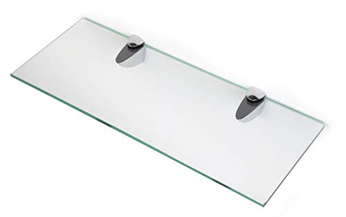 BSM Marketing Estantes de cristal endurecido de 6 mm de grosor con gran estante de acabado cromado que soporta 600 mm, 500 mm y 400 mm (1, 400 mm x 150 mm)